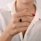 Radiant cut black onyx necklace - EternityPieces