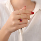 Radiant cut red ruby necklace - EternityPieces