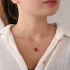 Radiant cut red ruby necklace - EternityPieces