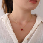 Oval cut red ruby necklace - EternityPieces
