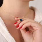 Radiant cut sapphire necklace - EternityPieces