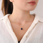 Radiant cut sapphire necklace - EternityPieces