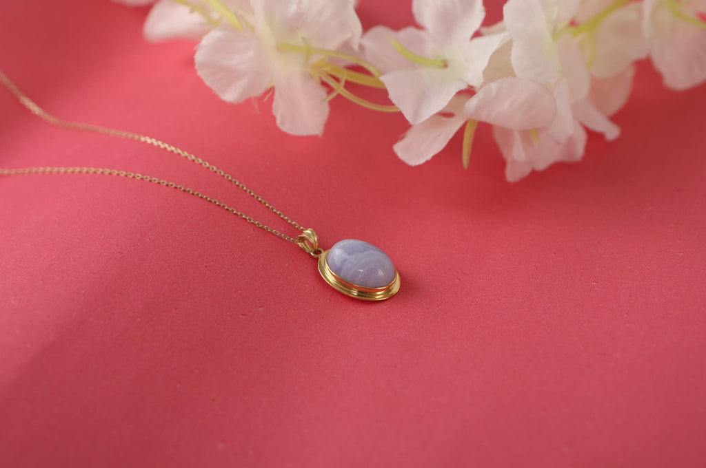 Blue lace agate necklace - EternityPieces