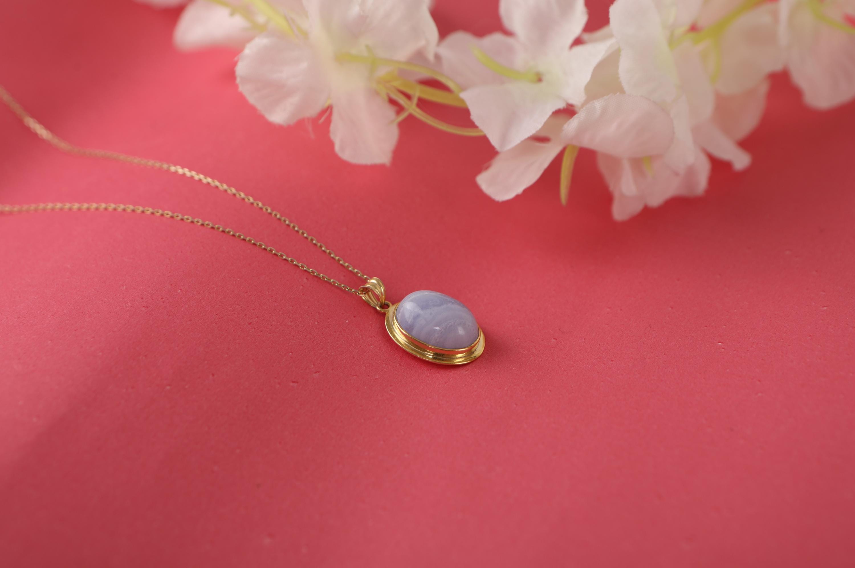 Blue lace agate necklace - EternityPieces