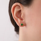 Green emerald earrings studs for daughter gift - EternityPieces