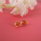 Baltic Amber Stud Earrings, Gold Vermeil or Sterling Silver, Bohemian Dainty Earrings
