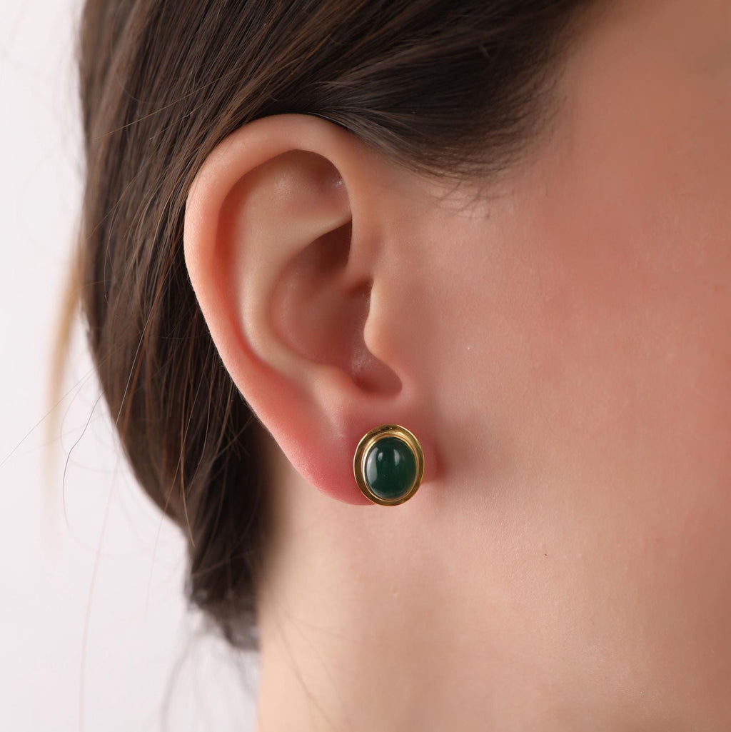 Green agate stud earrings - EternityPieces