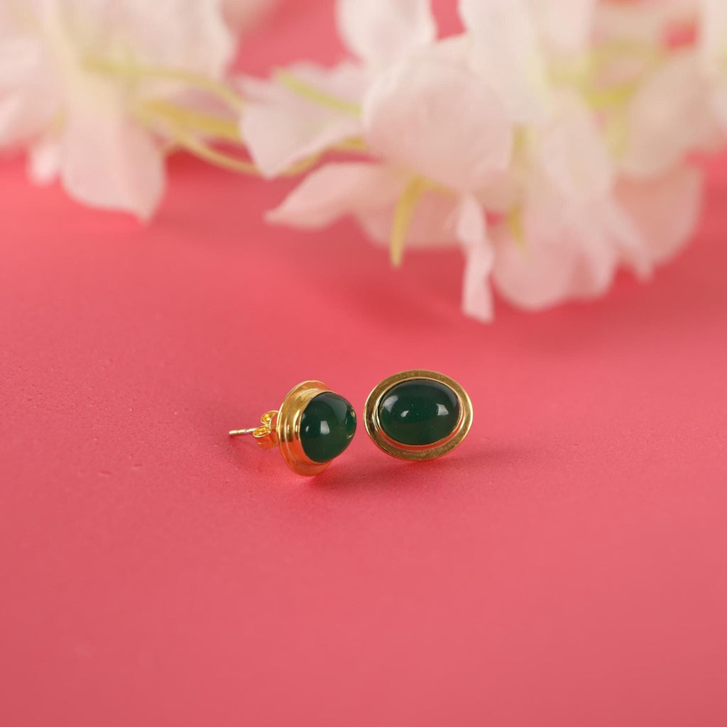 Green agate stud earrings - EternityPieces