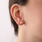 Pink Coral Stud Earrings, 925 Sterling Silver, Gold Vermeil, (8x10mm)