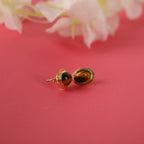 Tiger Eye Gemstone Stud Earrings, Sterling Silver, Gold Vermeil (8x10mm)