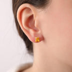 Radiant cut citrine stud earrings for women - EternityPieces