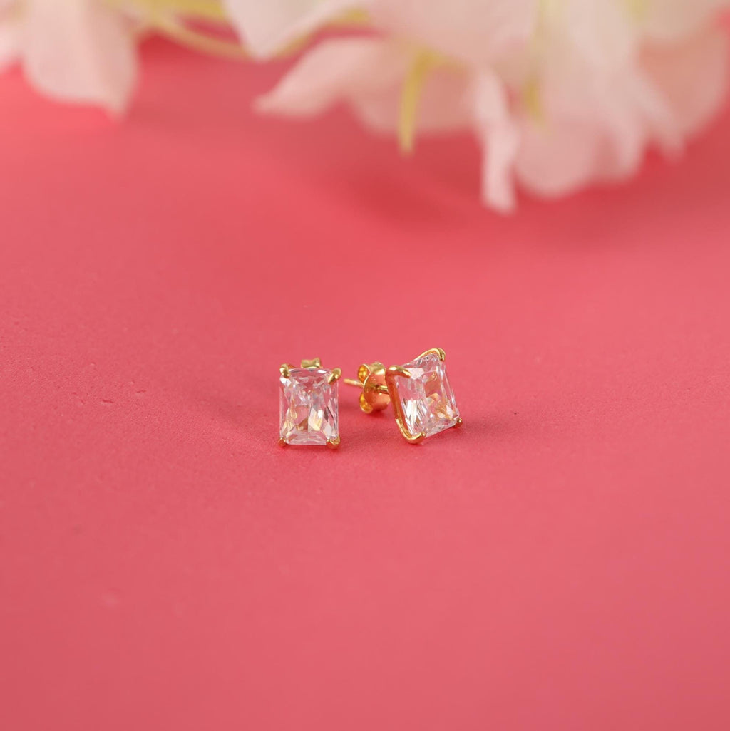Radiant cut CZ diamond earrings studs - EternityPieces