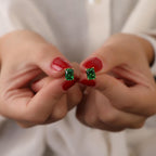Radiant cut emerald stud earrings - EternityPieces