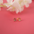 Radiant cut morganite stud earring -EternityPieces