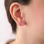 Radiant pink tourmaline earrings studs - EternityPieces