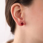 Radiant cut ruby stud earrings -EternityPieces