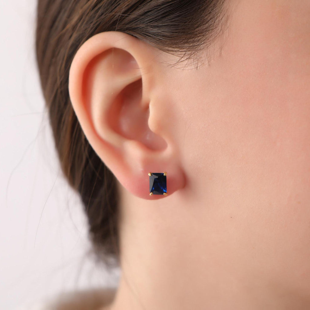 Radiant sapphire earrings studs - EternityPieces