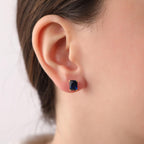 Radiant sapphire earrings studs - EternityPieces