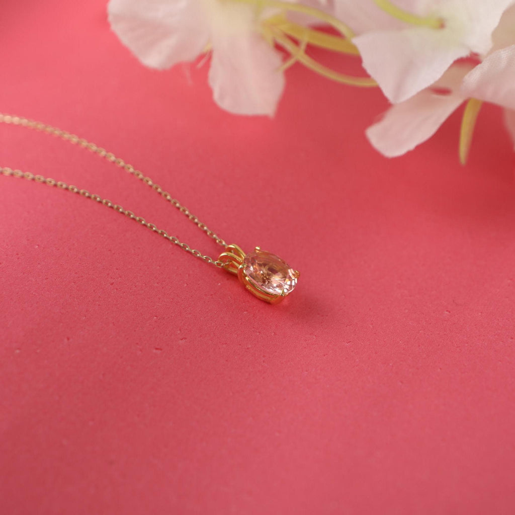 Oval cut morganite necklace - EternityPieces