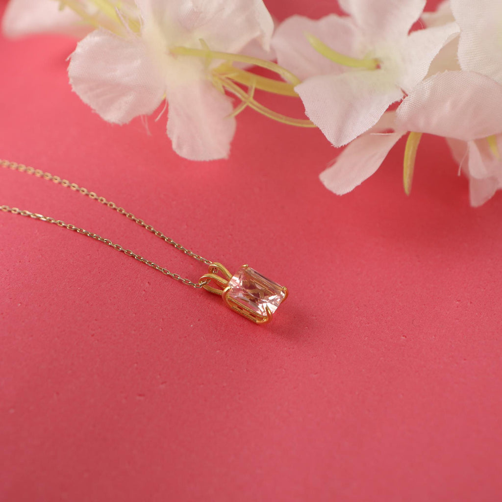 Radiant cut morganite necklace - EternityPieces