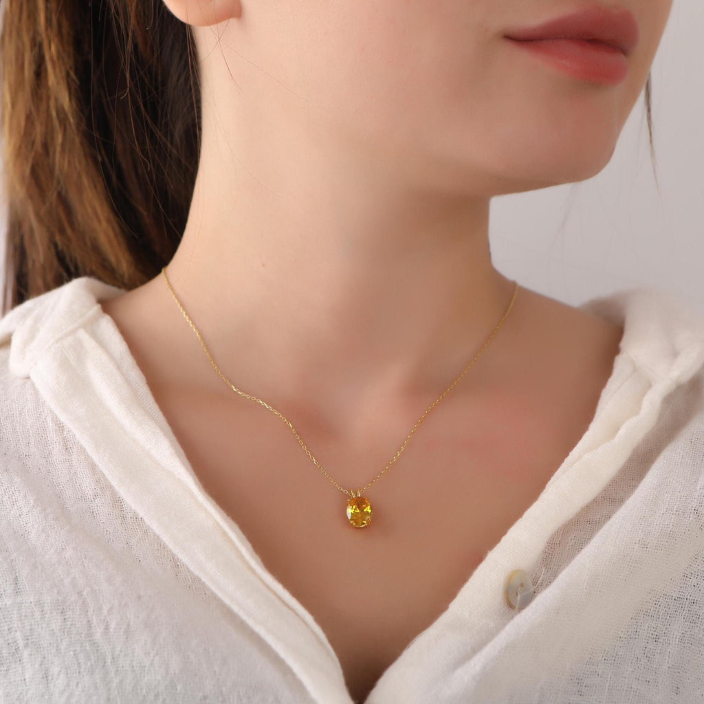 Oval cut citrine necklace - EternityPieces