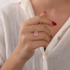 Radiant cut pink tourmaline necklace - EternityPieces