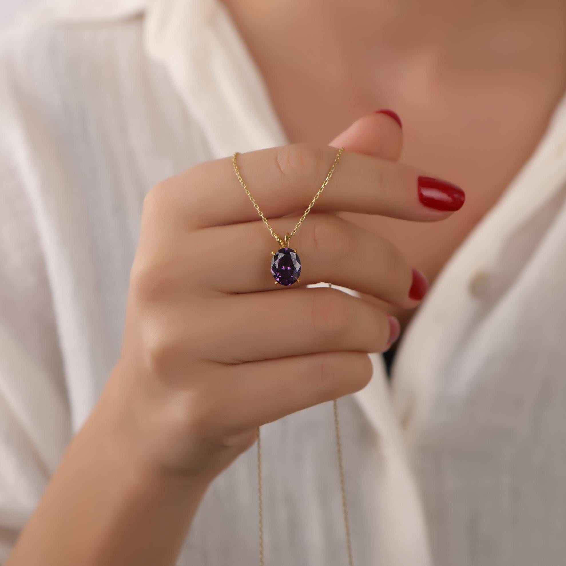 Oval cut amethyst necklace - EternityPieces