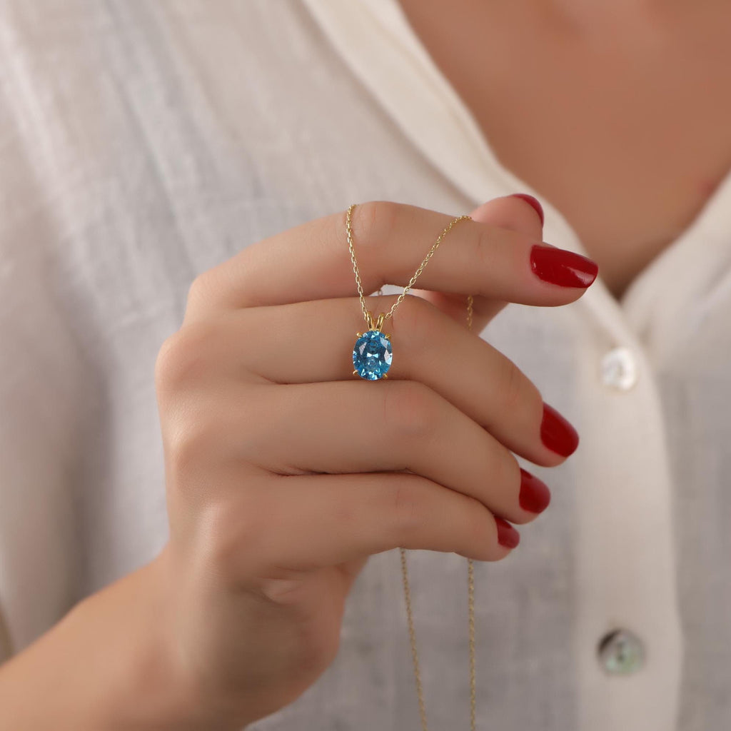 Oval cut blue topaz necklace - EternityPieces