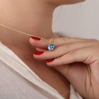 Oval cut blue topaz necklace - EternityPieces