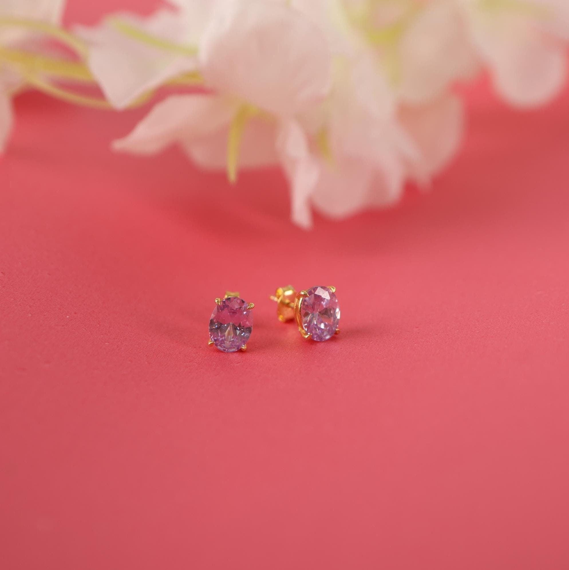 Oval cut Alexandrite earrings studs - EternityPieces