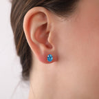 Oval blue topaz earrings studs - EternityPieces