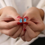 Radiant cut blue topaz stud earrings -EternityPieces