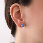 Radiant cut blue topaz stud earrings -EternityPieces