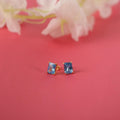 Radiant cut blue topaz stud earrings -EternityPieces