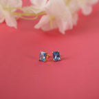 Radiant cut blue topaz stud earrings -EternityPieces