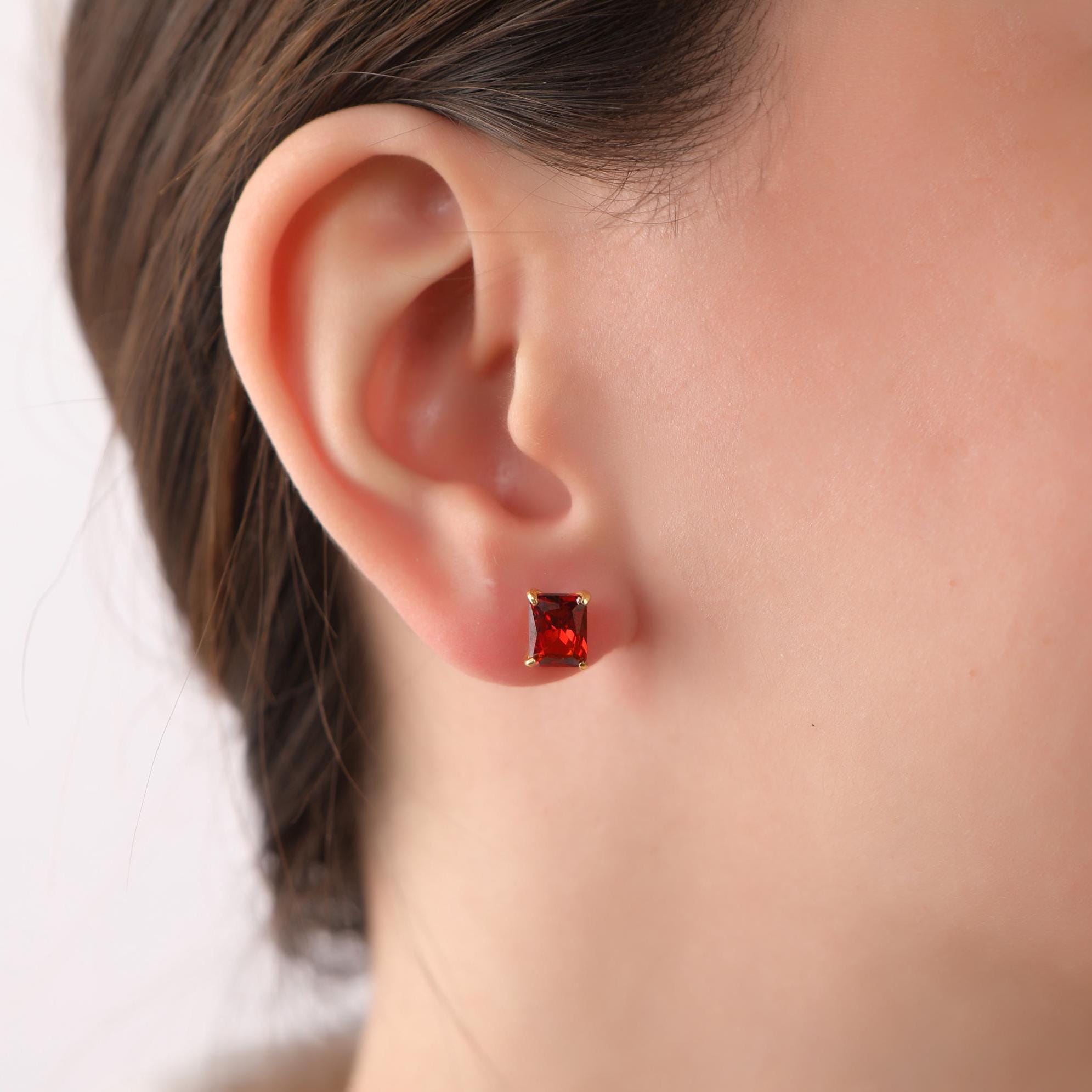 Radiant cut garnet earrings - EternityPieces