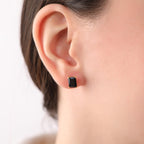 Radiant cut black onyx earrings studs - EternityPieces