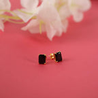 Radiant cut black onyx earrings studs - EternityPieces