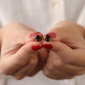 Oval cut black onyx stud earrings - EternityPieces