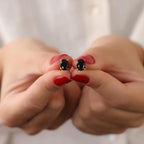 Oval cut black onyx stud earrings - EternityPieces