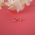 Radiant pink tourmaline earrings studs - EternityPieces