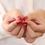 Radiant cut ruby stud earrings -EternityPieces