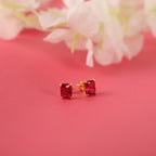 Radiant cut ruby stud earrings -EternityPieces