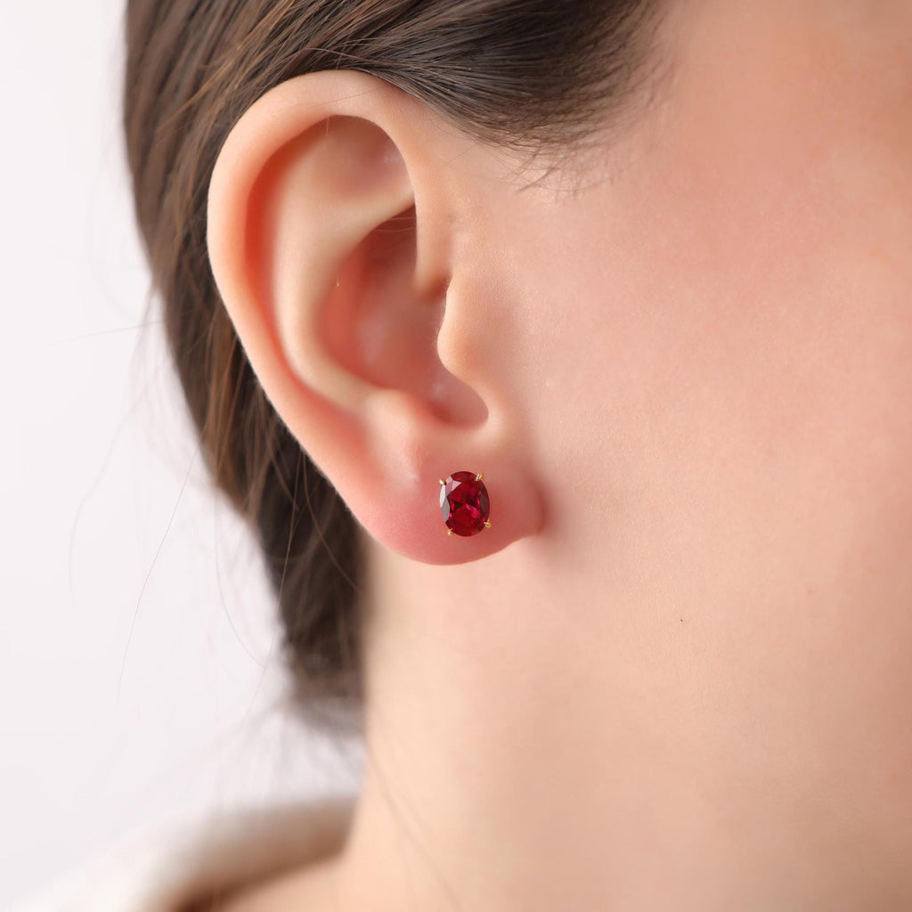 Oval cut ruby earrings studs - EternityPieces