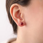 Oval cut ruby earrings studs - EternityPieces