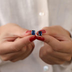 Radiant sapphire earrings studs - EternityPieces