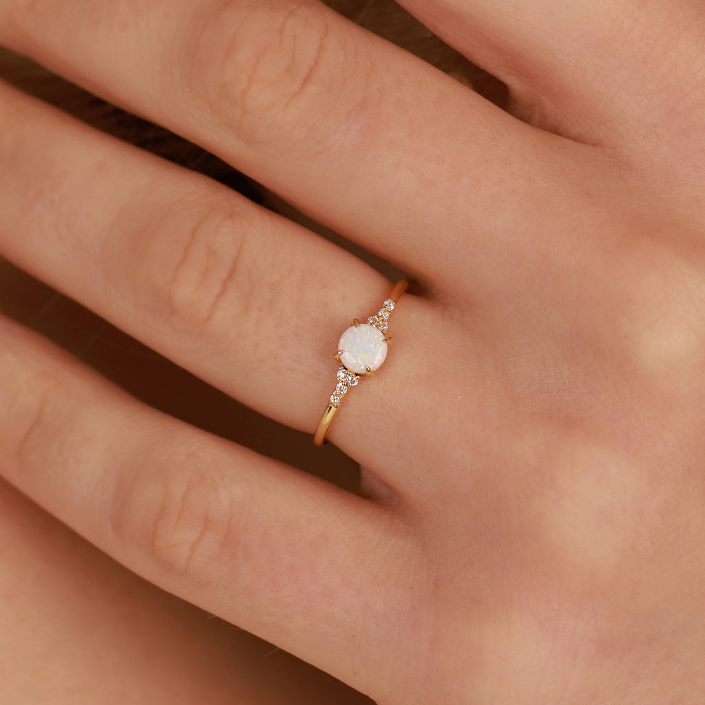 Dainty opal ring for birthday gift - EternityPieces