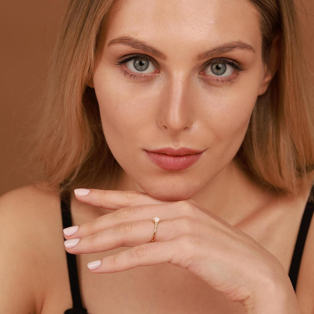 Dainty opal ring for birthday gift - EternityPieces