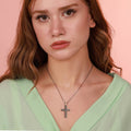 Boho style flower cross necklace for women in oxidized - EternityPieces