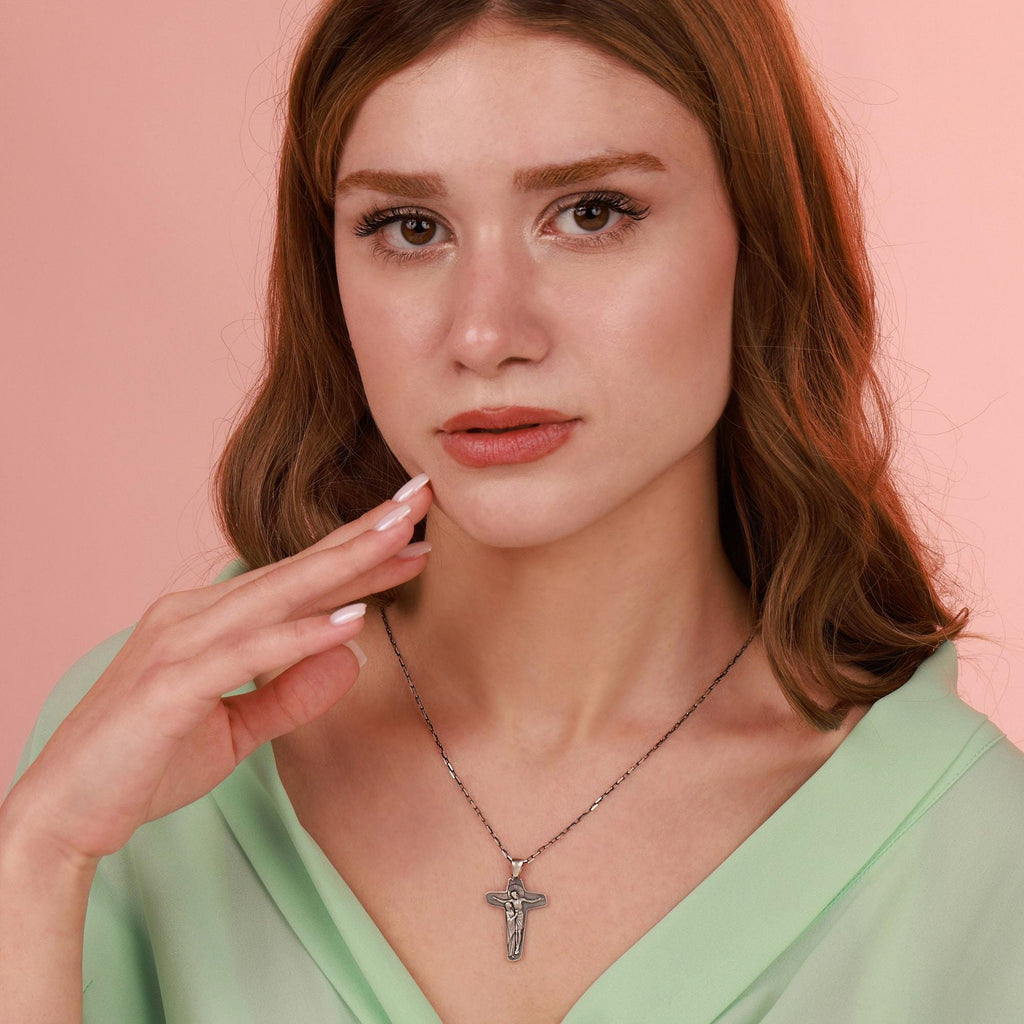 Unity cross necklace in oxidized - EternityPieces